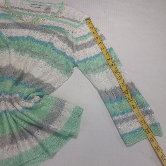 Alfred Dunner Women's Green White and Gray Squin Knit Sweater Size Large - Picture 7 of 9